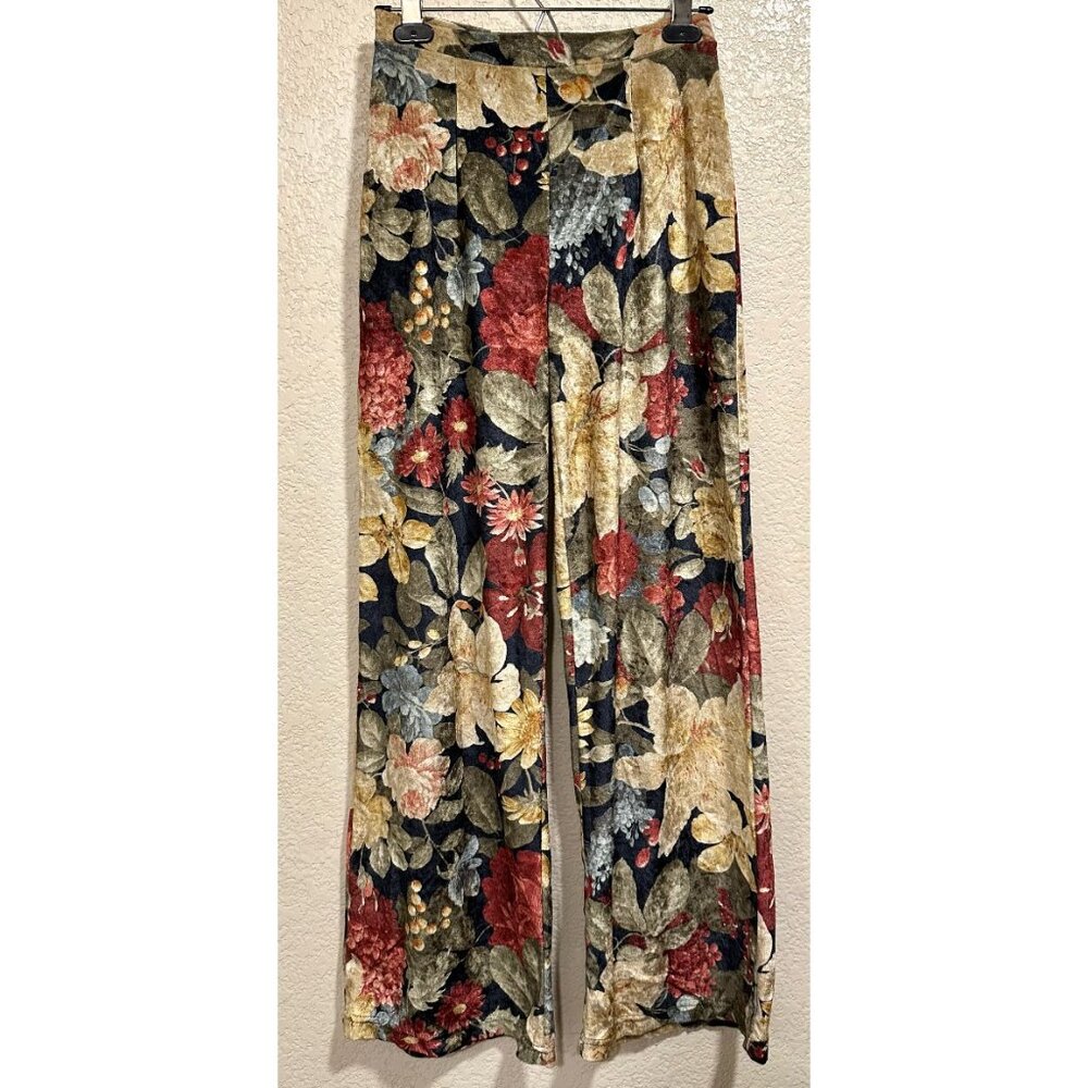 Yes Clothing Co. Floral Vtg 90s Stretch Velvet Flare Pants